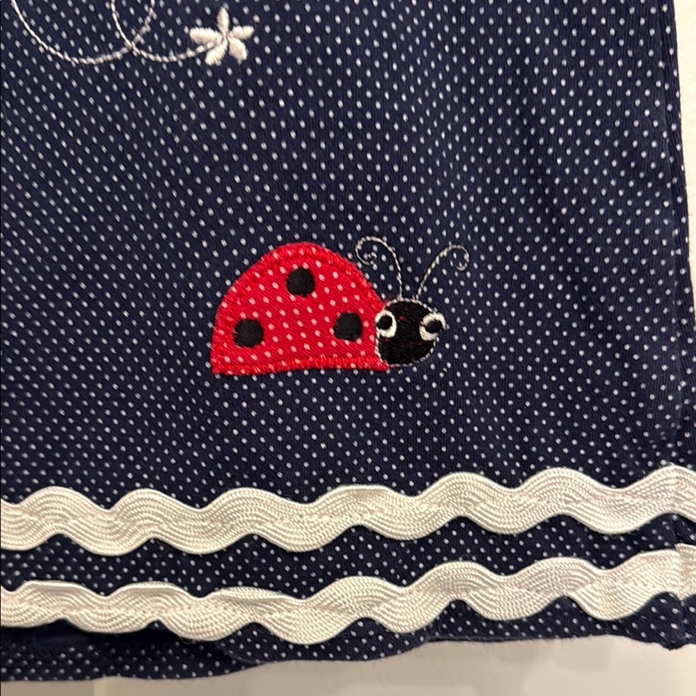 Navy Polka Dot Dress with Ladybug Design size 6